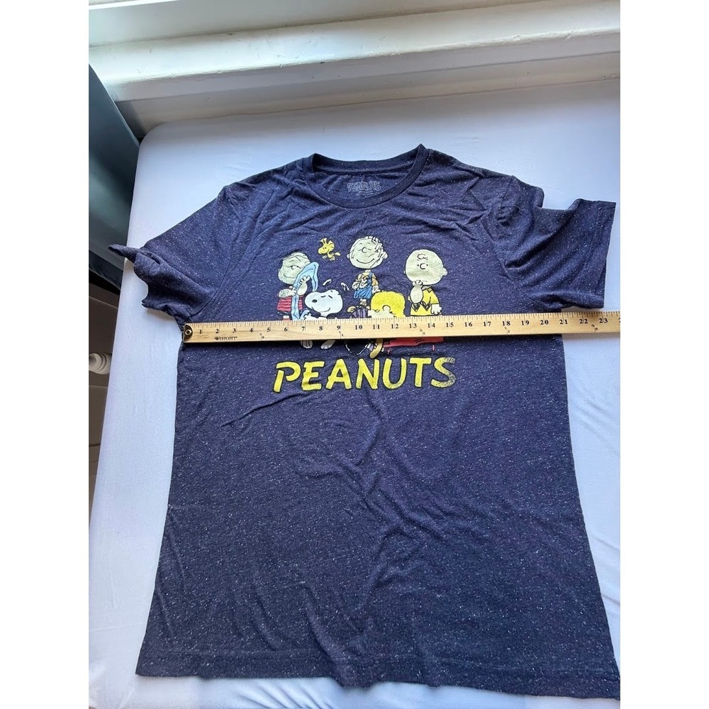 Peanuts Snoopy Charlie Brown Graphic T-Shirt Mens Large Navy Heather Blue Tee